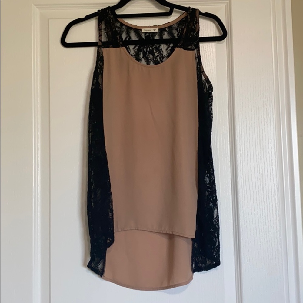 Tan top with lace sides